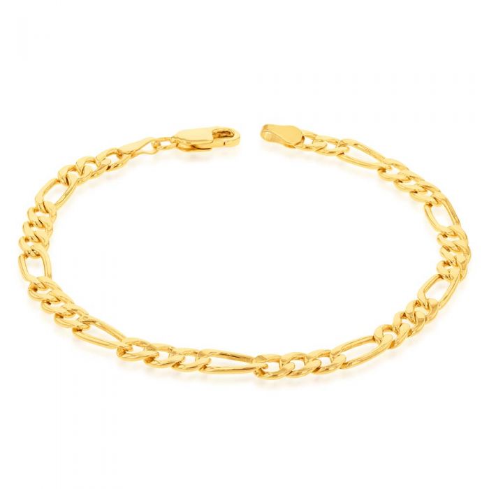 9ct Yellow Gold Copperfilled 19cm Figaro Bracelet 120Gauge