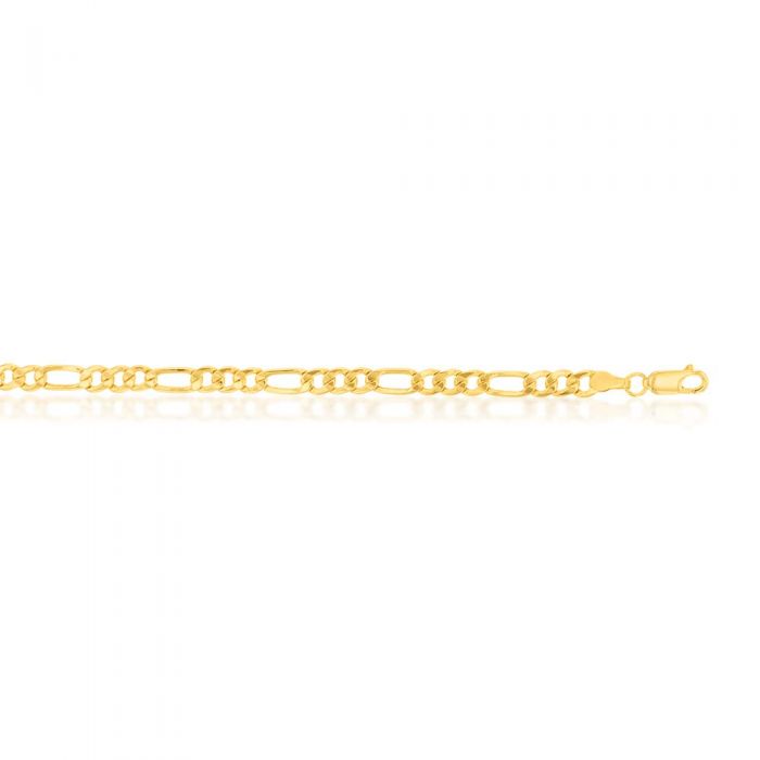 9ct Yellow Gold Copperfilled 19cm Figaro Bracelet 120Gauge