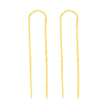 Load image into Gallery viewer, 9ct Yellow Gold Singapore Chain Threader Drop Earrings