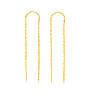 9ct Yellow Gold Singapore Chain Threader Drop Earrings