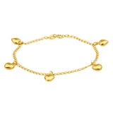 9ct Yellow Gold Silver Filled Heart Drop 19cm Curb Bracelet