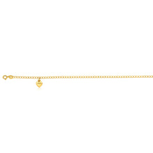 Load image into Gallery viewer, 9ct Yellow Gold Silver Filled Heart Drop 27cm Curb Anklet