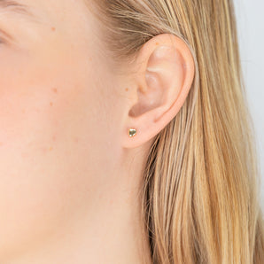 9ct Yellow Gold Plain Heart Stud Earrings