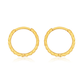9ct Yellow Gold 8mm Dicut Hoop Earrings