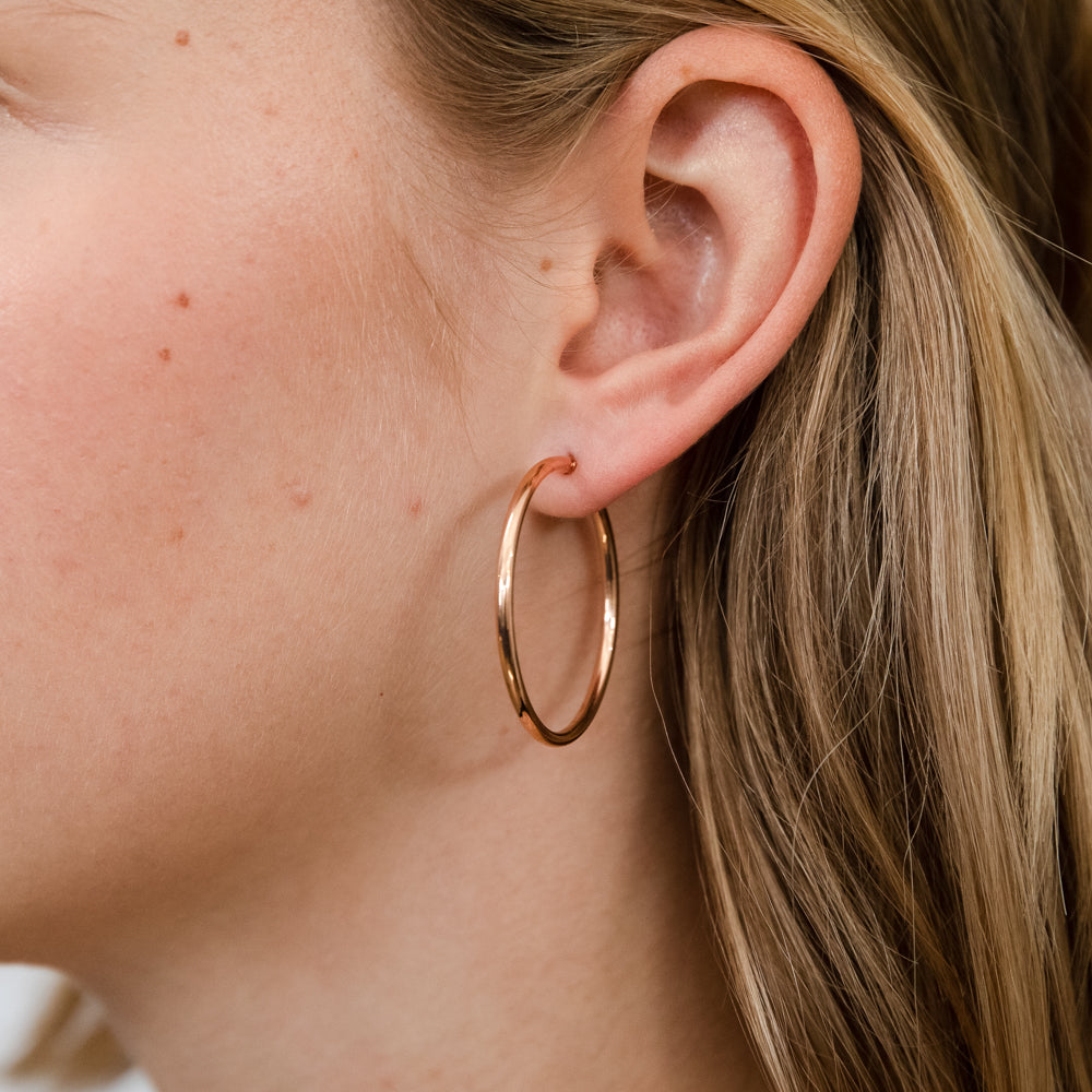 Rose Gold Womens Gold Hoops Hammered Rose Gold Earrings UK Elegant