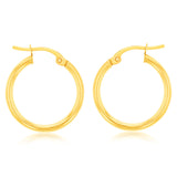 9ct Yellow Gold Plain Hoop 15mm European made