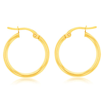 9ct Yellow Gold Plain Hoop 15mm European made