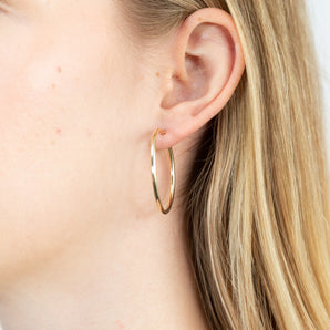 9ct Yellow Gold Plain 30mm Hoop Earring