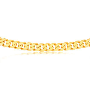 9ct Yellow Heavy Solid Gold Curb Flat Bevelled 55cm Chain 250Gauge
