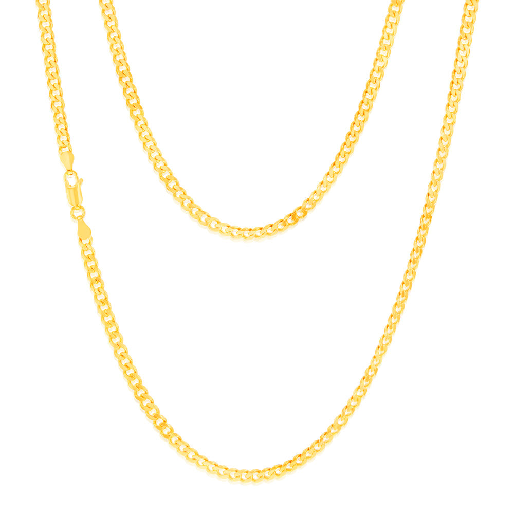 9ct Yellow Gold Flat Bevelled Curb 55cm Chain 120gauge