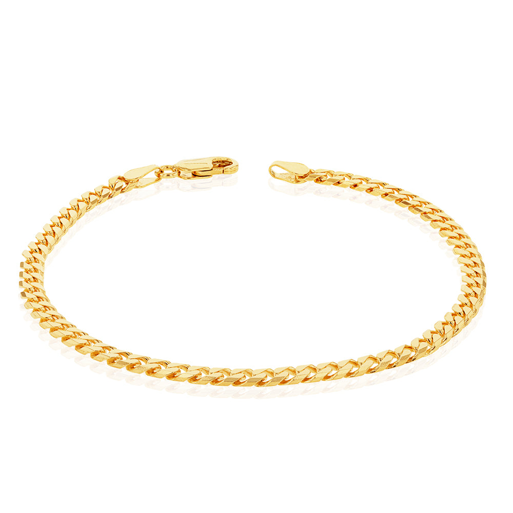 9ct Yellow Gold Flat Bevelled Curb 21cm Bracelet 120gauge