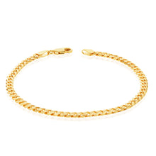 Load image into Gallery viewer, 9ct Yellow Gold Flat Bevelled Curb 21cm Bracelet 120gauge