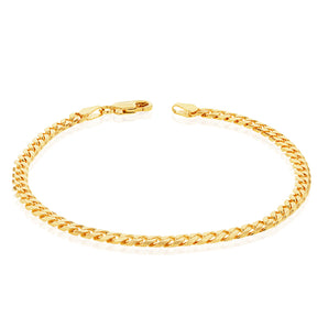 9ct Yellow Solid Gold Flat Bevelled Curb 21cm Bracelet 120gauge