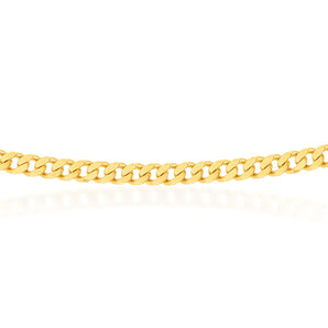 9ct Yellow Solid Gold Flat Bevelled Curb 55cm Chain 180gauge