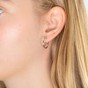 9ct White Gold Plain 15mm Hoops
