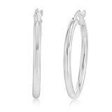 9ct White Gold Plain 20mm Hoops