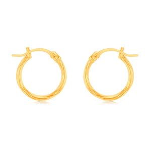 9ct Yellow Gold Twist 10mm Hoop Earrings