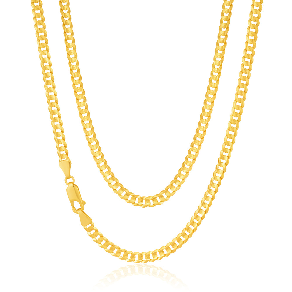 9ct Yellow Gold Curb Chain 45cm 90 Gauge