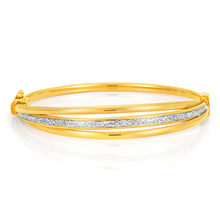 Load image into Gallery viewer, 9ct Yellow Gold Bangle 65mm With Stardust Enamel Feature