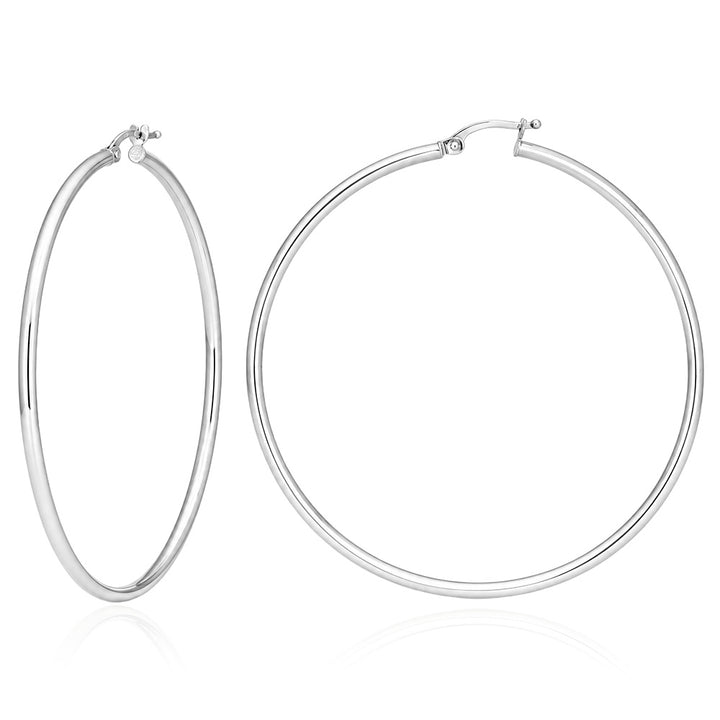 9ct White Gold Plain 50mm Hoops
