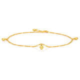 9ct Yellow Gold Heart Charm 3:1 Figaro 29cm Anklet