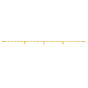 9ct Yellow Gold Heart Charm 3:1 Figaro 29cm Anklet