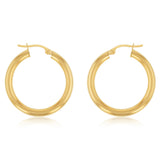 9ct Yellow Gold 20mm Plain Hoop Earring