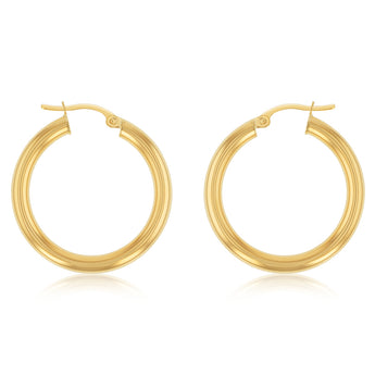 9ct Yellow Gold 20mm Plain Hoop Earring
