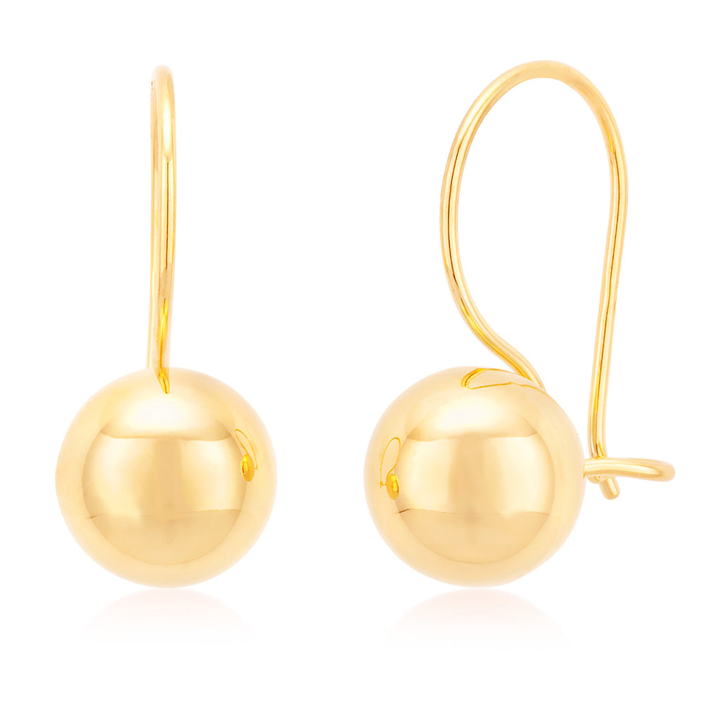 9ct Yellow Gold 7mm Euroball Earrings