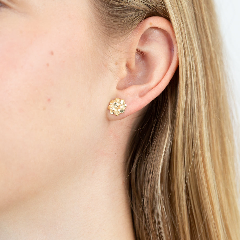 9ct Yellow Gold Small Flower Stud Earrings
