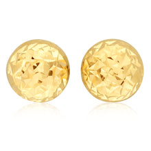 Load image into Gallery viewer, 9ct Yellow Gold Diamond Cut Half Round 6mm Stud Earrings