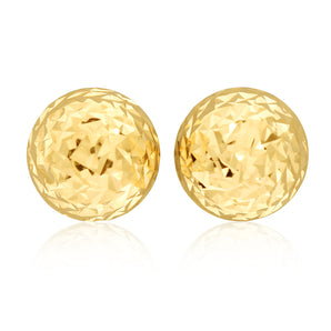 9ct Yellow Gold Diamond Cut Half Round 7mm Stud Earrings