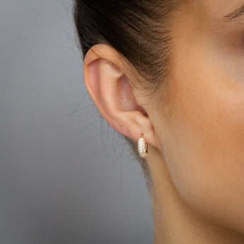 9ct Yellow Gold Cubic Zirconia Huggies Hoop Earrings