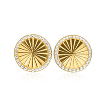 Load image into Gallery viewer, 9ct Yellow Gold Diamond Cut Circle Stud Earrings