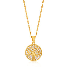 Load image into Gallery viewer, 9ct Yellow Gold Tree of Life with Cubic Zirconia Pendant