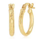 9ct Yellow Gold 10mm Diamond Cut Hoop Earrings
