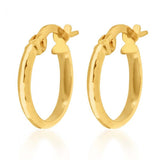 9ct Yellow Gold 10mm Diamond Cut Hoop Earrings