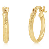 9ct Yellow Gold 10mm Diamond Cut Hoop Earrings