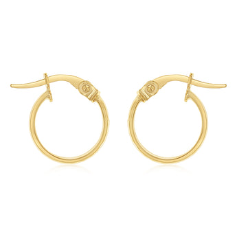 9ct Yellow Gold 10mm Diamond Cut Hoop Earrings