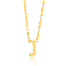 Load image into Gallery viewer, 9ct Yellow Gold Initial &quot;J&quot; Pendant on 43cm Chain