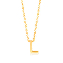 Load image into Gallery viewer, 9ct Yellow Gold Initial &quot;L&quot; Pendant on 43cm Chain