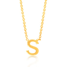 Load image into Gallery viewer, 9ct Yellow Gold Initial &quot;S&quot; Pendant on 43cm Chain