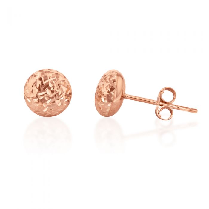 9ct Rose Gold Diamond Cut 7mm Stud Earrings