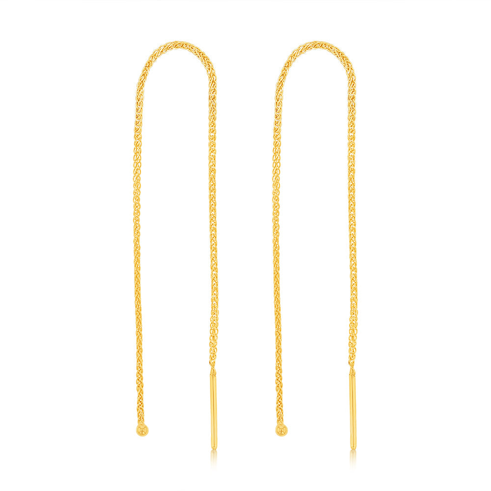 9ct Yellow Gold Chain Threader Drop Earrings
