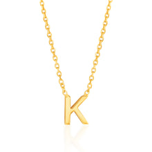 Load image into Gallery viewer, 9ct Yellow Gold Initial &quot;K&quot; Pendant on 43cm Chain