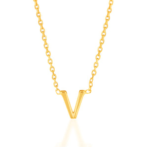 9ct Yellow Gold Initial "V" Pendant on 43cm Chain