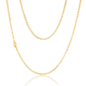 9ct Yellow Solid Gold 60 Gauge Curb 45cm Chain