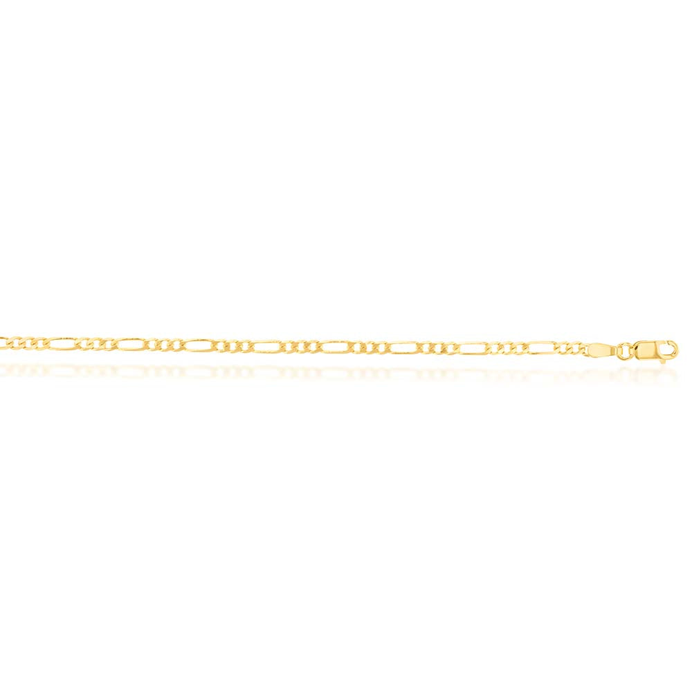 9ct Yellow Gold 60 Gauge Figaro 19cm Bracelet