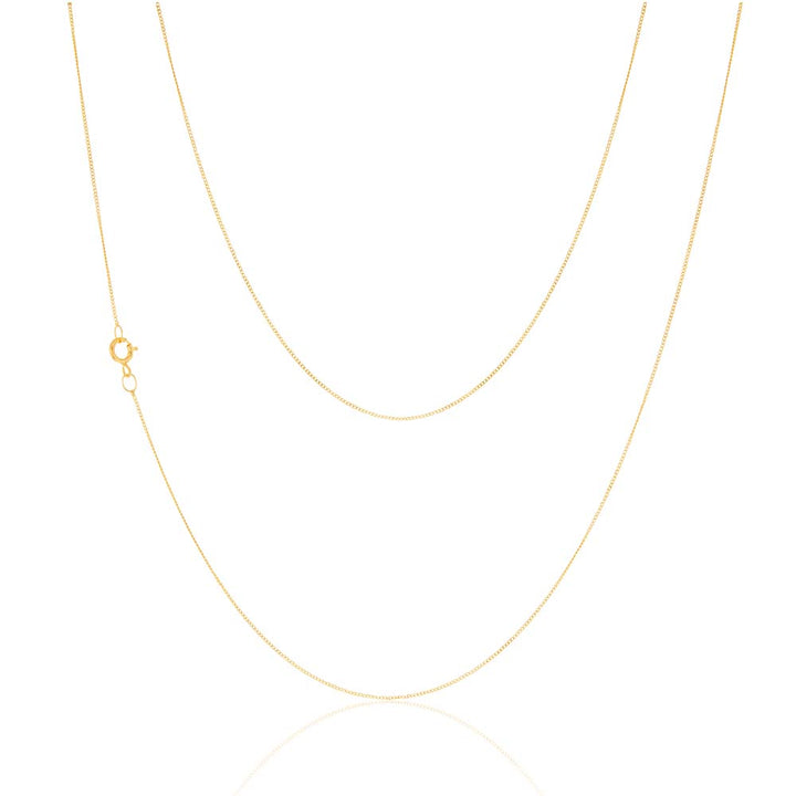 9ct Yellow Gold 18 Gauge Fine Curb 46cm Chain