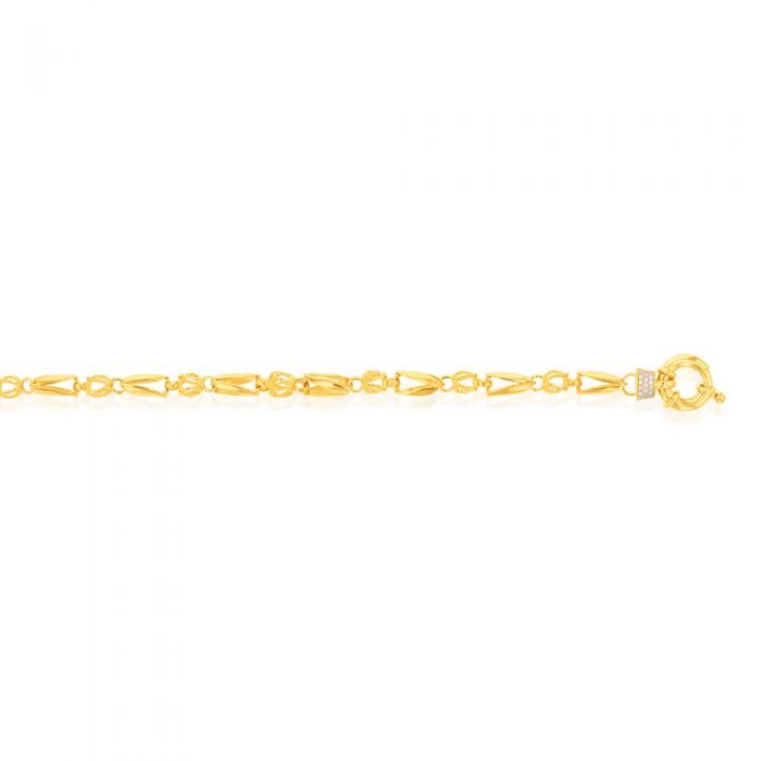 9ct Yellow Gold Fancy Tulip CZ 20cm Boltring Chain "Talulah"